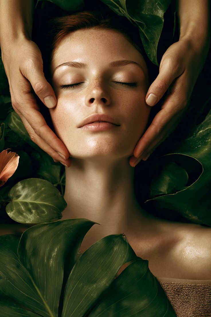 Masaje facial en un entorno natural de bienestar